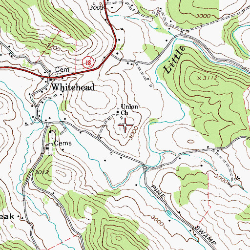 Topographic Map of Union Cemetery, NC