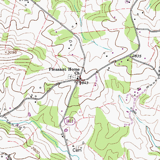 Topographic Map of Vox, NC