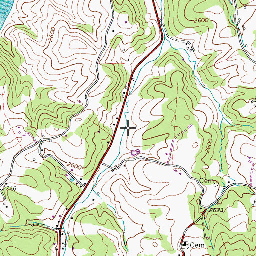 Topographic Map of Ward Mill (historical), NC