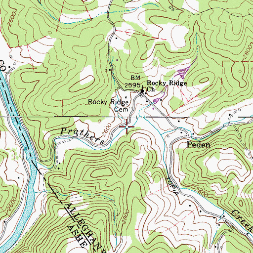 Topographic Map of Weaver Mill (historical), NC