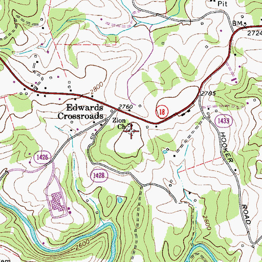Topographic Map of Zion Cemetery, NC