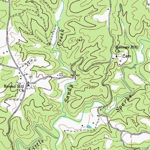 Topographic Map of Baugas Mill (historical), NC
