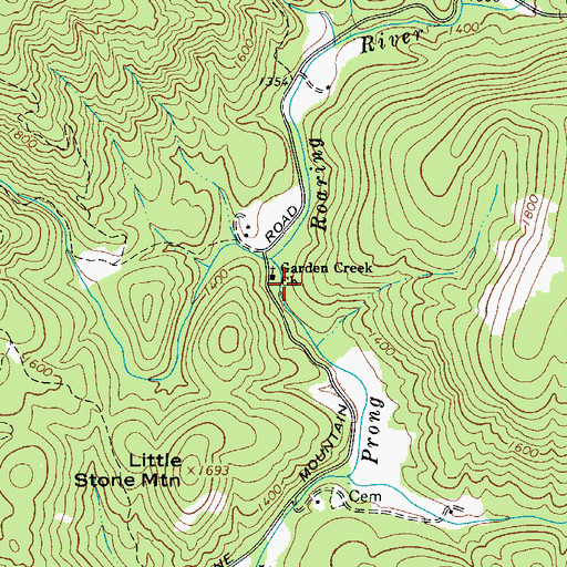 Topographic Map of Garden Creek School (historical), NC