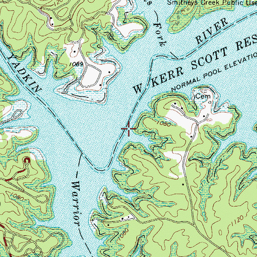 Topographic Map of Goshen Bridge (historical), NC