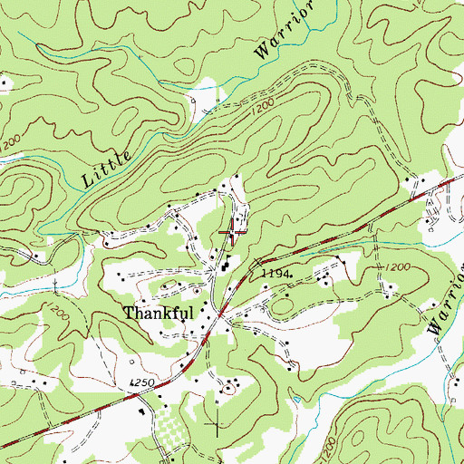 Topographic Map of Thankful Baptist Church, NC