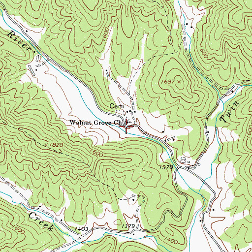Topographic Map of Walnut Grove School (historical), NC