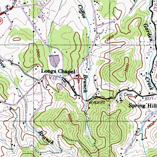 Topographic Map of Longs Cemetery, NC