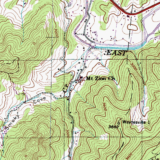 Topographic Map of Mount Zion Cemetery, NC