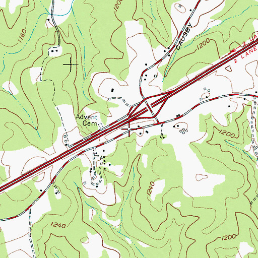 Topographic Map of Glen Alpine Rural School (historical), NC