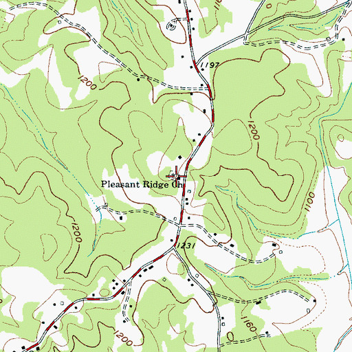 Topographic Map of Pleasant Ridge Cemetery, NC