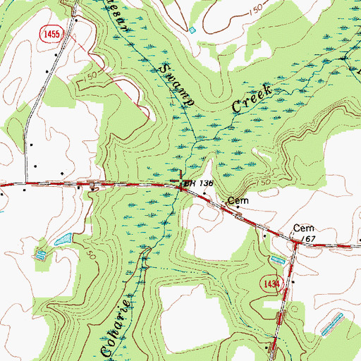 Topographic Map of High House Bridge, NC
