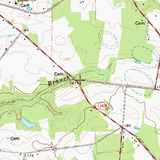 Topographic Map of Underwoods Store (historical), NC