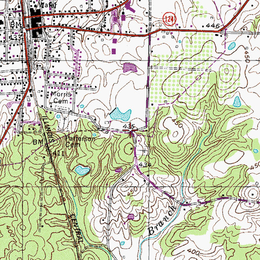 Topographic Map of Old Hall, TN