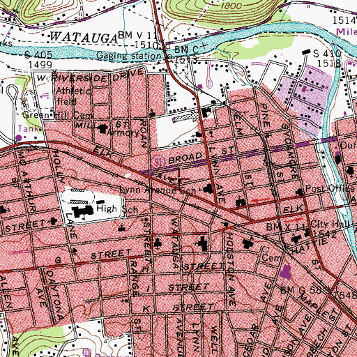 Topographic Map of Church of Christ, TN
