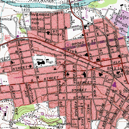 Topographic Map of Roan Street Church of God, TN