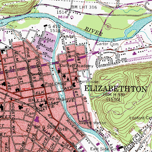Topographic Map of Saint Thomas Episcopal Church, TN