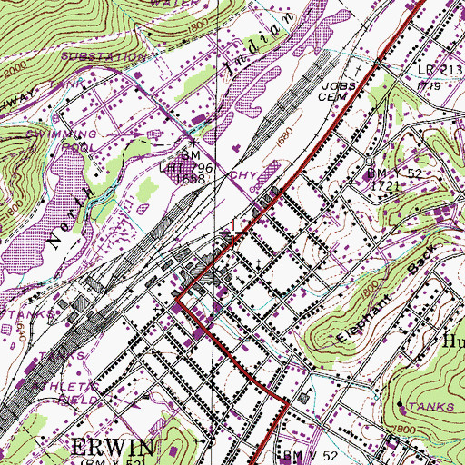 Topographic Map of Clinchfield YMCA, TN