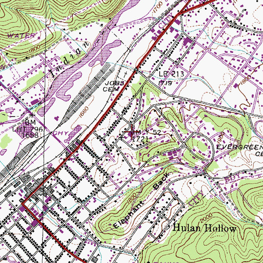 Topographic Map of Elm Street Public School (historical), TN