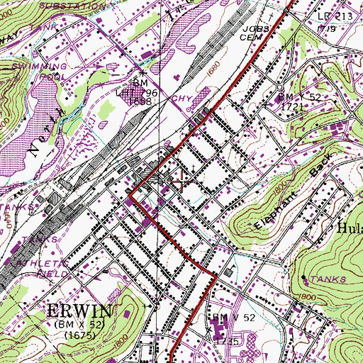 Topographic Map of Erwin Presbyterian Church, TN