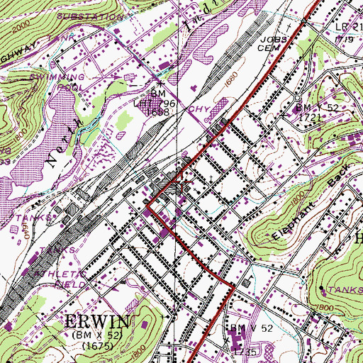 Topographic Map of Unicoi County Courthouse, TN