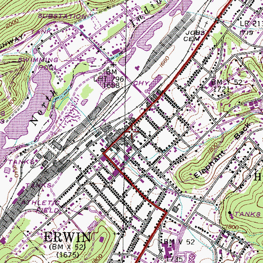 Topographic Map of Unicoi County Jail, TN