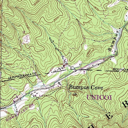 Topographic Map of Bumpus Cove School (historical), TN