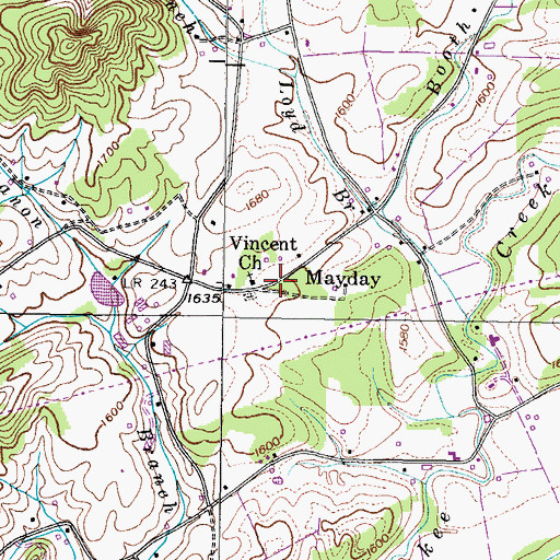 Topographic Map of Mayberry School (historical), TN