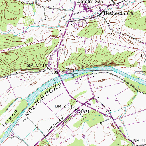 Topographic Map of Taylor Bridge (historical), TN