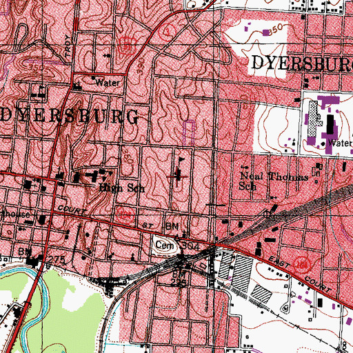 Topographic Map of Alice Thurmond Primary School, TN
