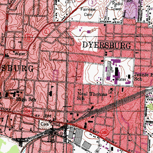 Topographic Map of Church of Christ, TN