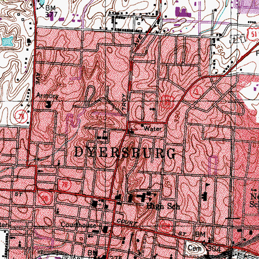 Topographic Map of First Christian Church, TN