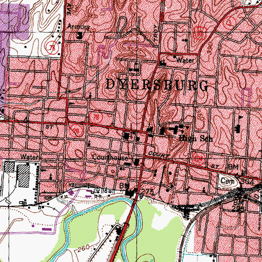 Topographic Map of First Presbyterian Church, TN