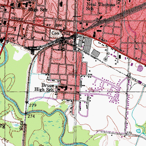 Topographic Map of Prices Temple Christian Methodist Episcopal Church, TN
