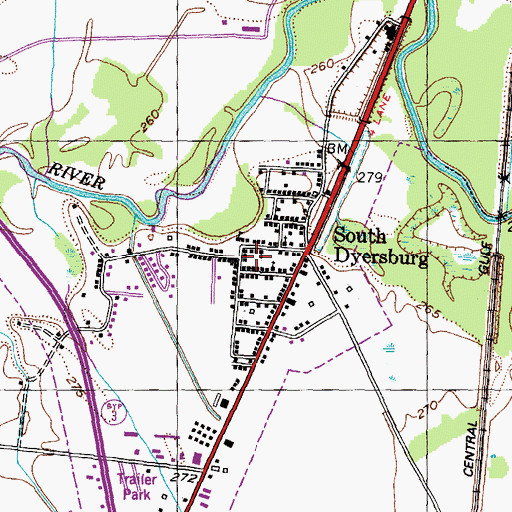 Topographic Map of Southside Baptist Church, TN