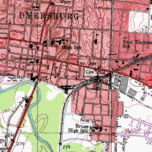 Topographic Map of Tabernacle Baptist Church, TN
