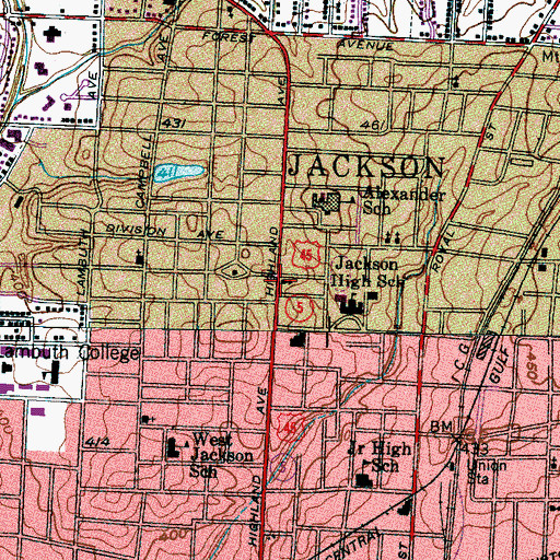 Topographic Map of Church of Christ, TN