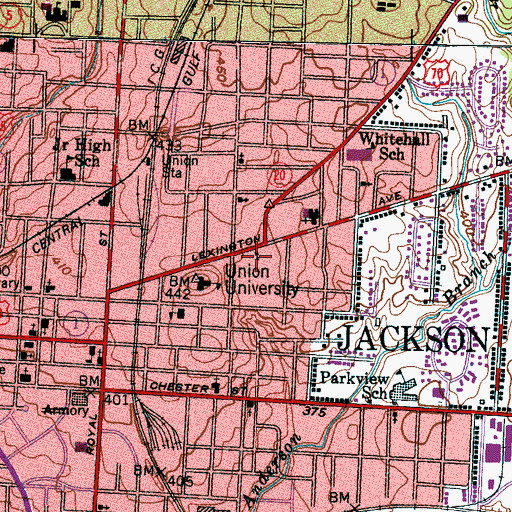 Topographic Map of First Pentecostal Church, TN