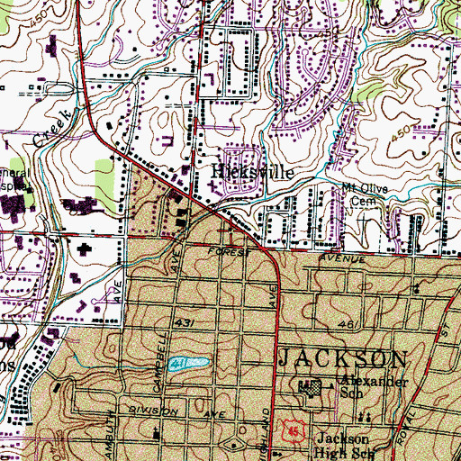 Topographic Map of Highland Heights Methodist Church, TN