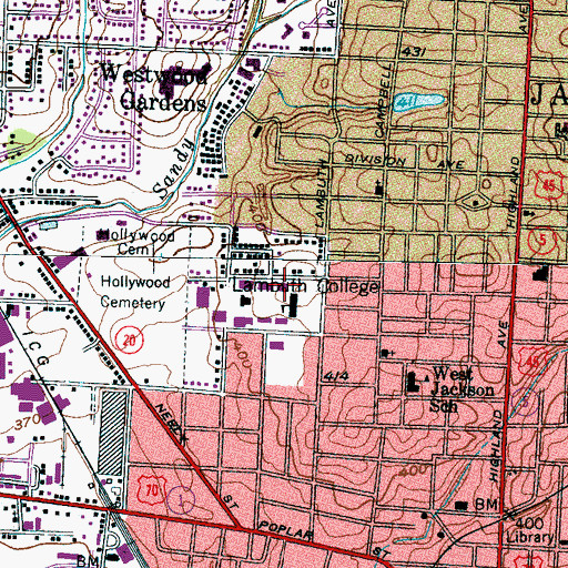 Topographic Map of Luther L Gobbel Library, TN