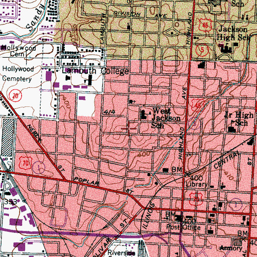 Topographic Map of West Jackson Baptist Church, TN