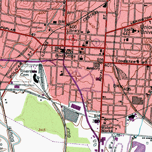 Topographic Map of Jackson Civic Center, TN