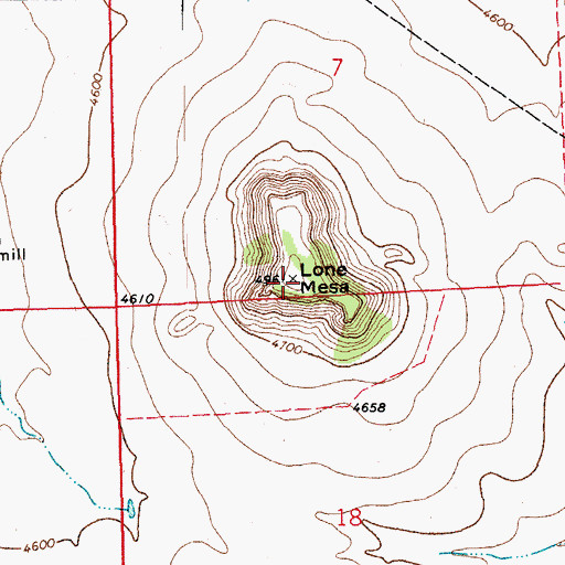 Topographic Map of Lone Mesa, CO