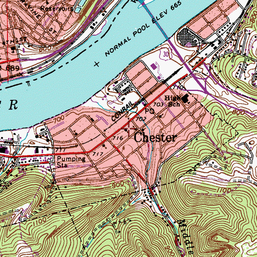 Topographic Map of Chester First Christian Church, WV