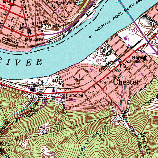 Topographic Map of Church of Christ, WV