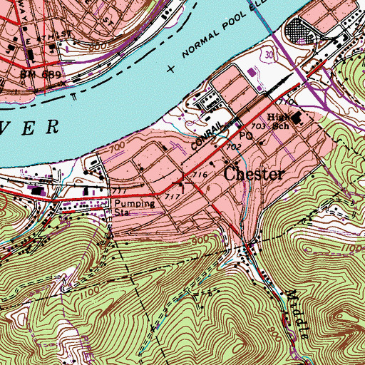 Topographic Map of First United Methodist Church, WV