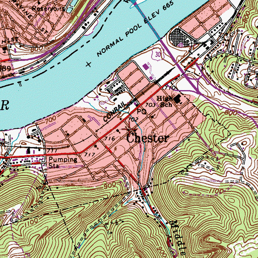 Topographic Map of Sacred Heart Church, WV