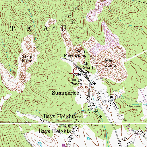 Topographic Map of Summerlee Spring, WV