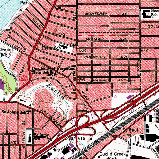 Topographic Map of Beachland Station Cleveland Post Office, OH