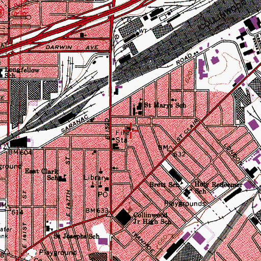 Topographic Map of Collinwood Christian Church, OH