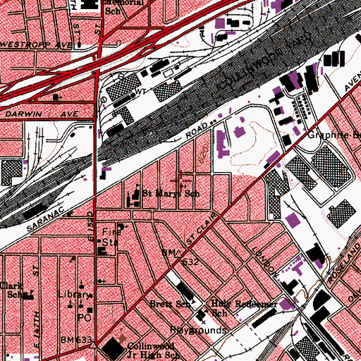 Topographic Map of Collinwood Pentecostal Church, OH